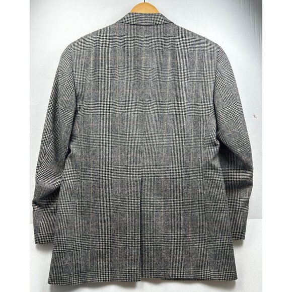 Lord & Taylor Fifth Avenue Collection Mens Blazer 44R Gray Glen Plaid Camel Hair - Picture 2 of 12
